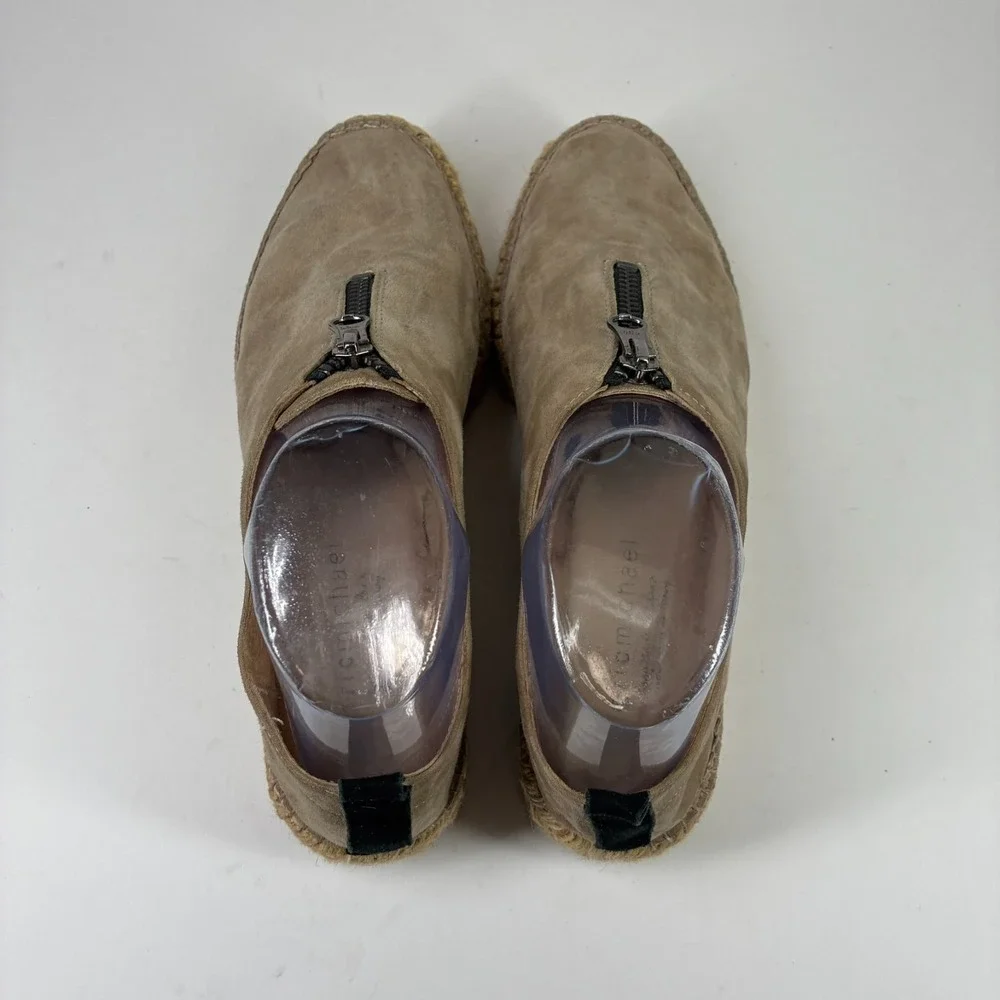 Eric Michael Serena Women's US 8.5–9/39 Taupe Suede Zip Espadrille Platform Shoe
